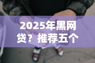 2025年黑网贷？推荐五个正规大额贷款平台