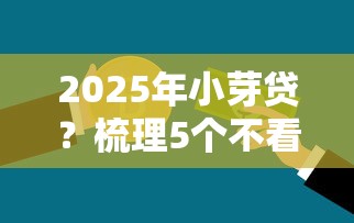 2025年小芽贷？梳理5个不看信用一定能下款的贷款平台