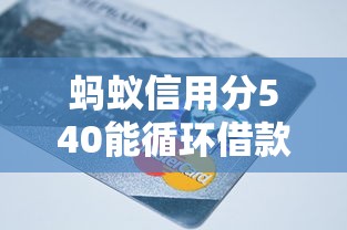 蚂蚁信用分540能循环借款的平台有哪些？这5个产品值得考虑