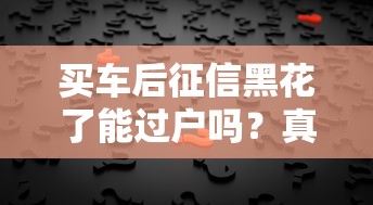 买车后征信黑花了能过户吗？真实解答必看攻略