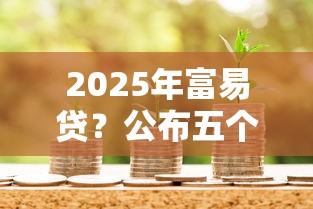 2025年富易贷？公布五个最新贷款平台
