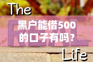 黑户能借500的口子有吗？实测这几个渠道还真能下款