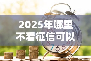 2025年哪里不看征信可以借款：试试这五个贷款都有借款平台