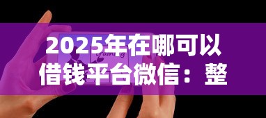 2025年在哪可以借钱平台微信：整理5个大学生借钱的正规平台