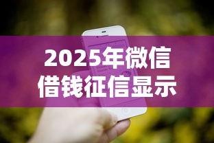 2025年微信借钱征信显示：试试这5个大学生可以借钱的平台