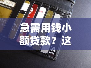 急需用钱小额贷款？这5个方法快速到账，门槛低好申请