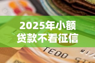 2025年小额贷款不看征信的那种：推荐5个2025逾期黑户能下款的口子