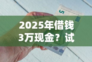 2025年借钱3万现金？试试这五个黑户可以贷款的口子