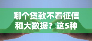 哪个贷款不看征信和大数据？这5种渠道或许能帮你解决资金难题