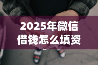 2025年微信借钱怎么填资料信息，试试这五个网上贷款p2p平台