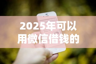 2025年可以用微信借钱的有哪些，推荐5个平台借钱快