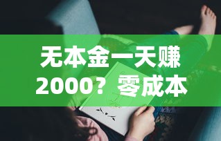 无本金一天赚2000？零成本贷款平台实战攻略