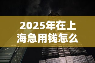 2025年在上海急用钱怎么办，推荐5个现在平台可以借钱