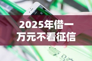 2025年借一万元不看征信：整合5个借款平台借钱安全
