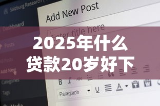 2025年什么贷款20岁好下款？试试这五个安全的贷款平台