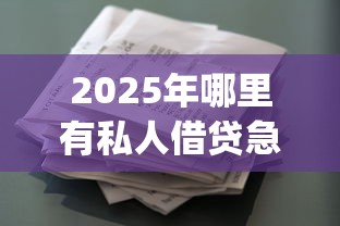 2025年哪里有私人借贷急用钱的平台：整理五个黑口子必下款app