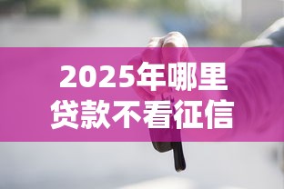 2025年哪里贷款不看征信的，梳理5个平台借钱