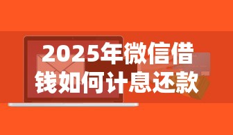 2025年微信借钱如何计息还款，看看这5个网络平台贷款