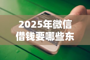 2025年微信借钱要哪些东西：推荐五个合法的贷款平台