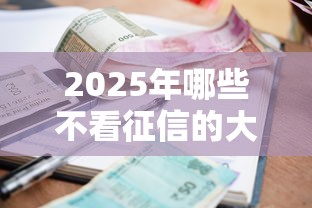 2025年哪些不看征信的大额贷款：整理五个必下的小额贷款口子