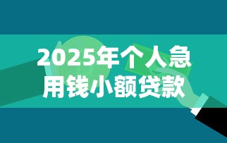 2025年个人急用钱小额贷款口子？梳理五个12月能贷款的平台