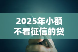 2025年小额不看征信的贷款公司，公布5个信用卡贷款平台
