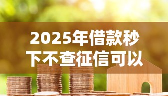 2025年借款秒下不查征信可以吗？整合5个手机小额黑户快速贷款平台