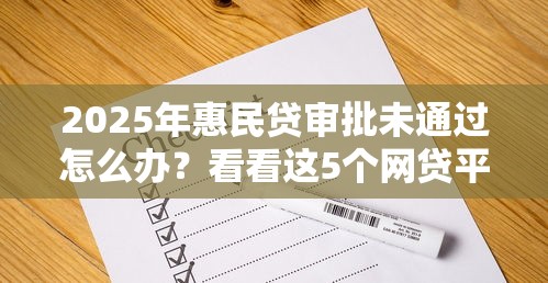 2025年惠民贷审批未通过怎么办?看看这5个网贷平台哪些好 2025年惠民贷审批未通过怎么办?看看这5个网贷平台哪些好