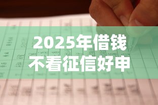 2025年借钱不看征信好申请，公布五个17岁能贷款的平台