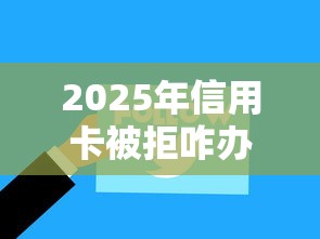 2025年信用卡被拒咋办，罗列五个黑户可快速办理小额贷款业务的软件