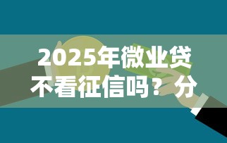 2025年微业贷不看征信吗？分享5个全网最全的黒口子平台