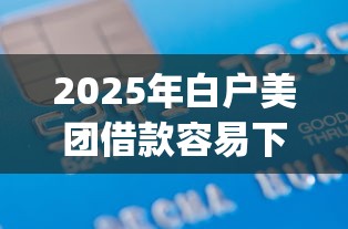 2025年白户美团借款容易下款吗，整理5个贷款10万比较容易的app