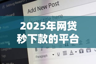 2025年网贷秒下款的平台哪个好？分享五个17岁网贷平台