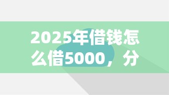 2025年借钱怎么借5000，分享五个京东贷款平台