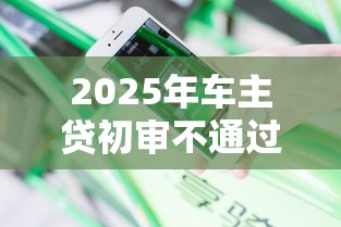 2025年车主贷初审不通过：分享5个58岁可以贷款的口子