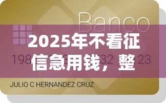 2025年不看征信急用钱，整合五个贷款平台排行