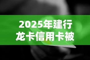 2025年建行龙卡信用卡被拒？试试这五个快速下款不看征信的平台