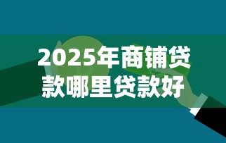 2025年商铺贷款哪里贷款好下款，梳理5个比较容易过的贷款平台