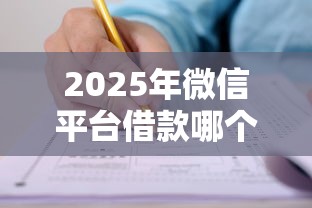2025年微信平台借款哪个靠谱：梳理5个被执行人黑户可以申请网贷的平台