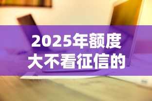 2025年额度大不看征信的网贷，看看这5个金融创新秒下不要芝麻分的平台