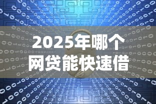 2025年哪个网贷能快速借款：梳理五个网贷查询平台