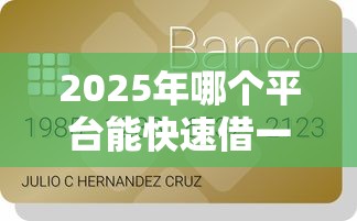 2025年哪个平台能快速借一千块钱，罗列五个19岁可以贷款的平台