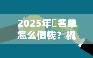 2025年黒名单怎么借钱?梳理5个不看征信和负债的贷款平台 2025年黒名单怎么借钱?梳理5个不看征信和负债的贷款平台