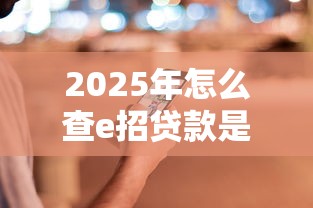 2025年怎么查e招贷款是否被拒，整理五个能借20000的贷款平台