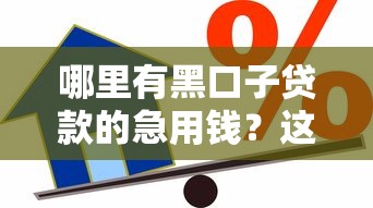 哪里有黑口子贷款的急用钱？这9个网贷平台都值得一试