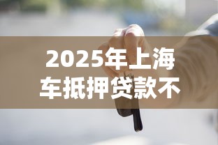 2025年上海车抵押贷款不看征信：梳理5个贷款不用还的平台
