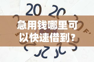 急用钱哪里可以快速借到？看看这5个小额贷款软件怎么样