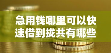 急用钱哪里可以快速借到拢共有哪些选择？9个老赖贷款可以下的网贷口子详解
