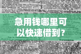 急用钱哪里可以快速借到？看看这7个大老黑能下款的口子怎么样