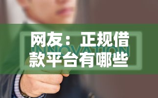 网友：正规借款平台有哪些？求介绍几款最新不查征信的口子